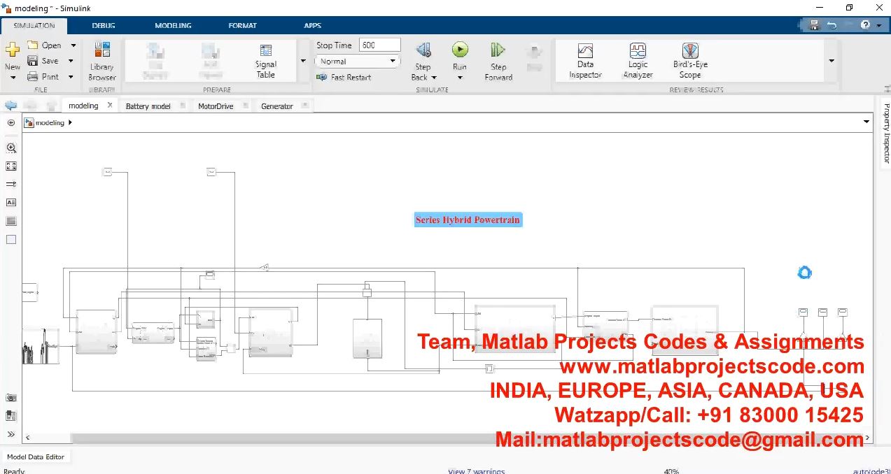 Series Hybrid Powertrain Electric Vehicle _Ev _ Powertrain I Series Hybrid Ev _ Matlab Simulink project thumbnail image