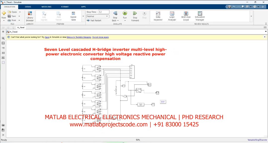 Seven Level Cascaded H-Bridge Inverter Multi-Level High-Power Electronic Converter High Voltage Reactive Power Compensation - Electrical Phd Research project thumbnail image
