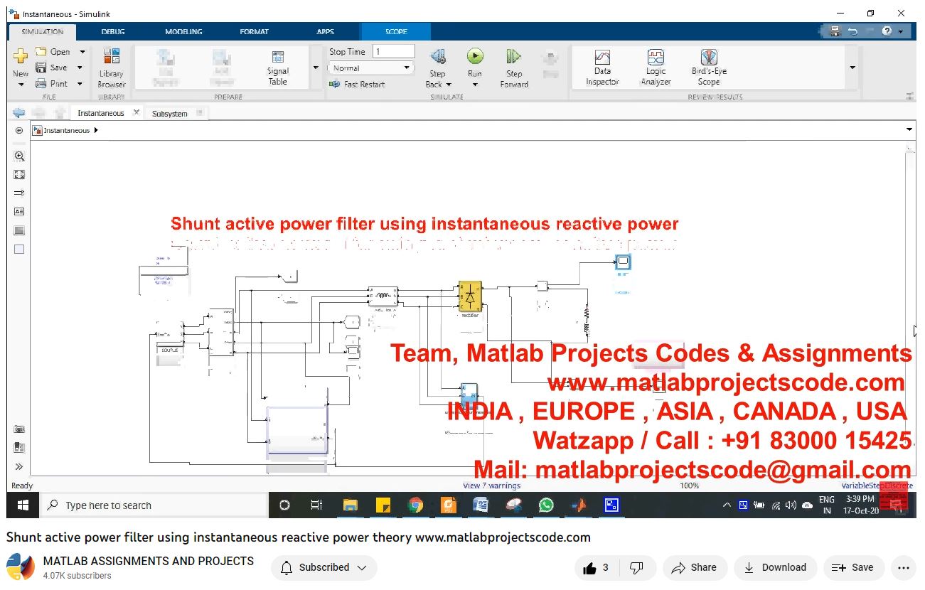 Shunt Active Power Filter Using Instantaneous Reactive Power Theory-Matlab Simulink-Electrical Assignments-Projects-Phd Research project thumbnail image