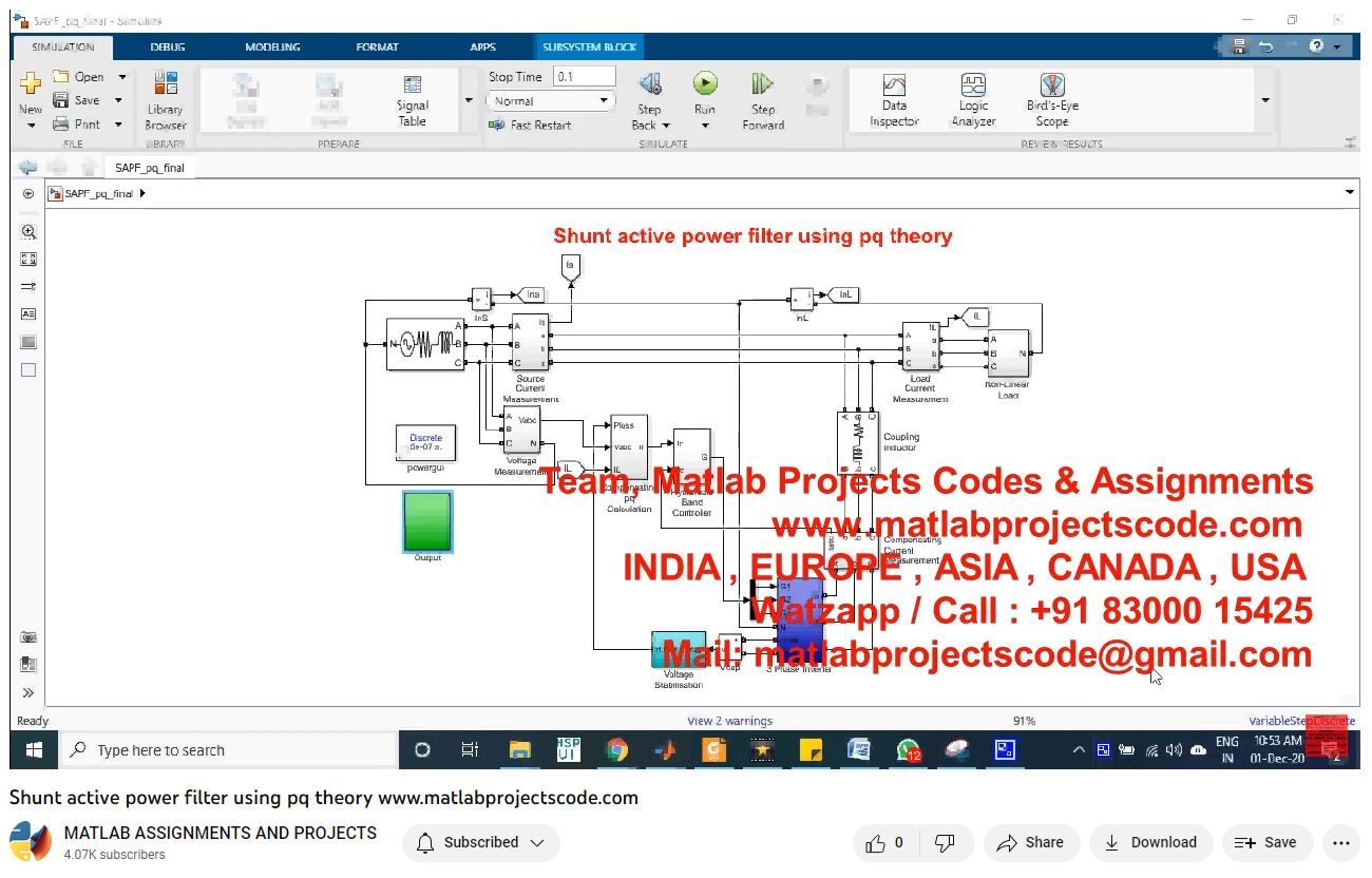 Shunt Active Power Filter Using Pq Theory-Matlab Simulink-Electrical Assignments-Projects-Phd Research project thumbnail image
