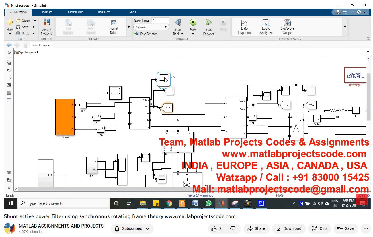 Shunt Active Power Filter Using Synchronous Rotating Frame Theory-Matlab Simulink-Electrical Assignments-Projects-Phd Research project thumbnail image