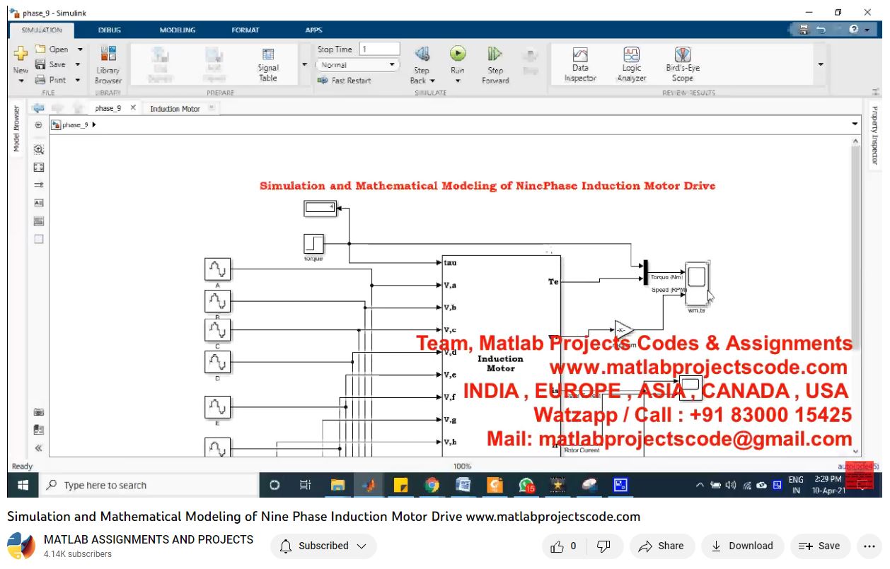 Simulation And Mathematical Modeling Of Nine Phase Induction Motor Drive project thumbnail image