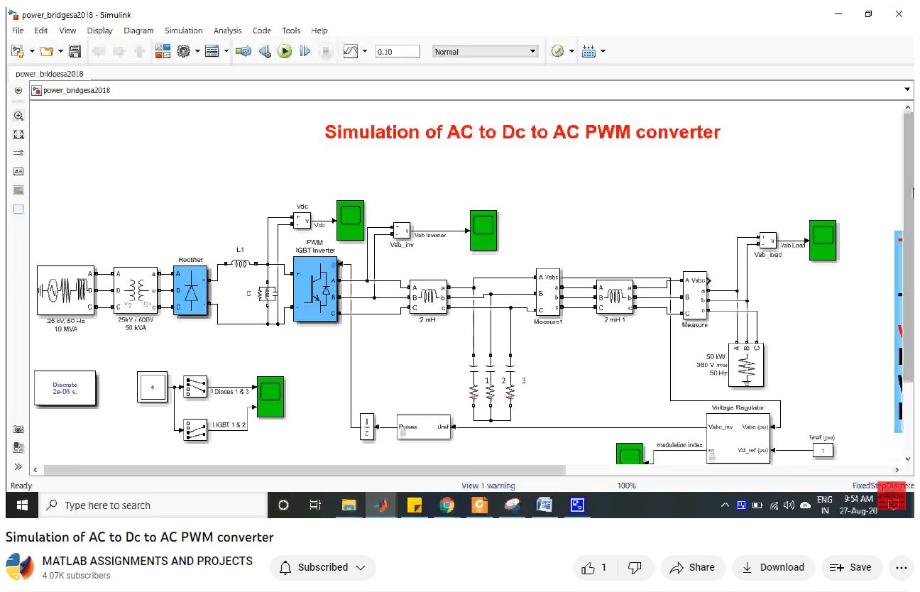 Simulation Of Ac To Dc To Ac Pwm Converter-Matlab Simulink-Electrical Assignments-Projects-Phd Research project thumbnail image