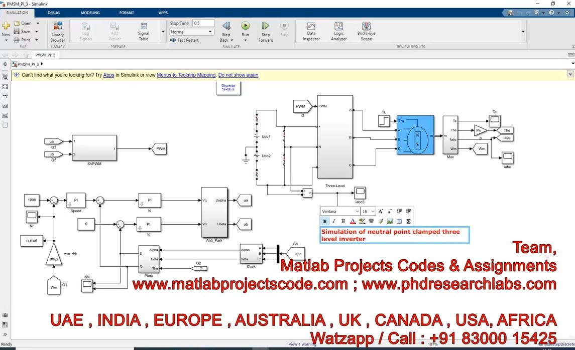 Simulation Of Neutral Point Clamped Three Level Inverter Pmsm __ Npc __ Pmsm Pi __ Simulink project thumbnail image