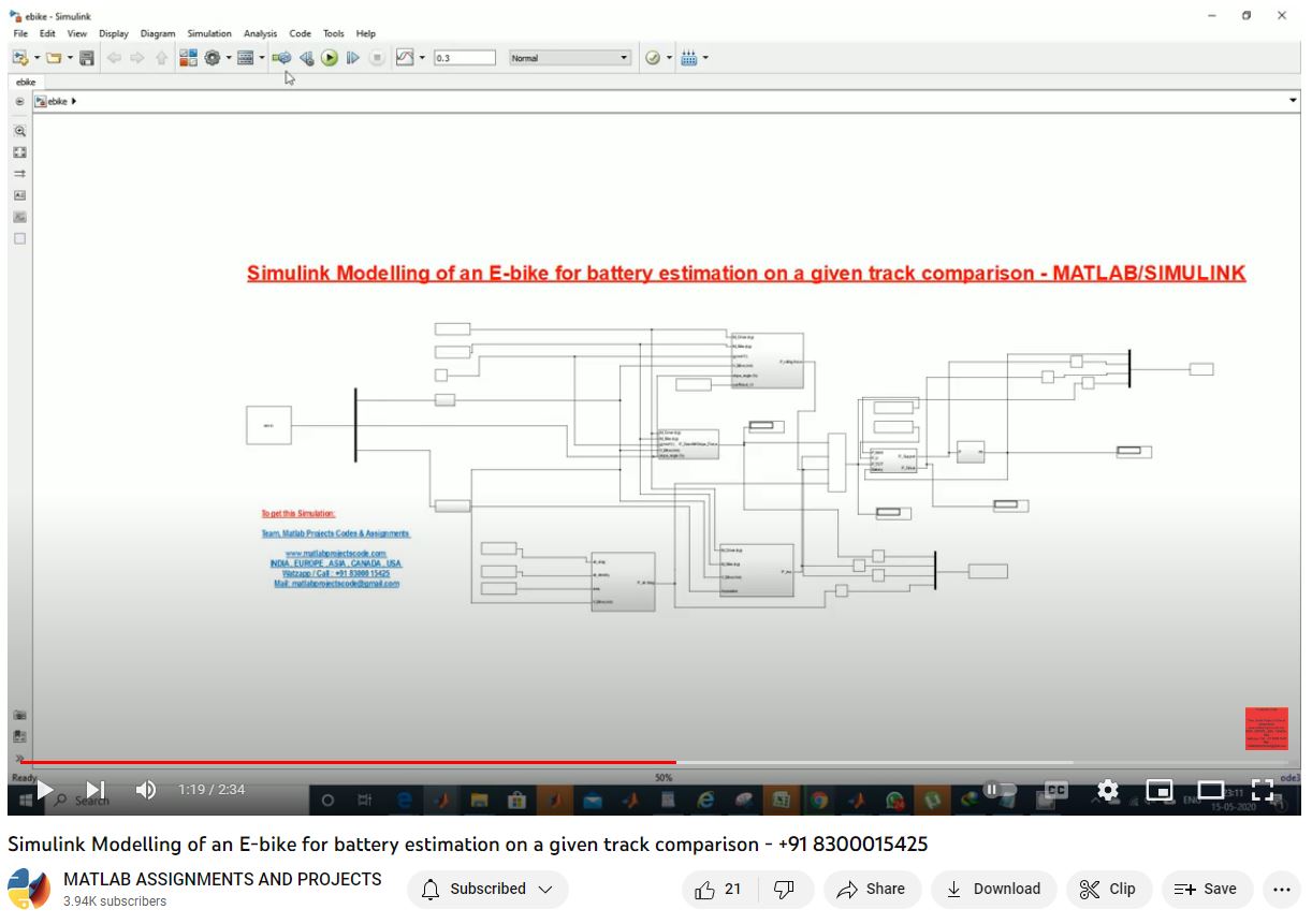Simulink Modelling Of An E-Bike For Battery Estimation On A Given Track Comparison project thumbnail image
