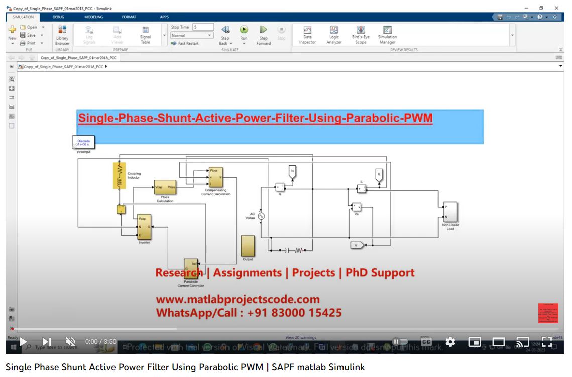 Single Phase Shunt Active Power Filter Using Parabolic Pwm Matlab Electrical Simulink Simulation project thumbnail image
