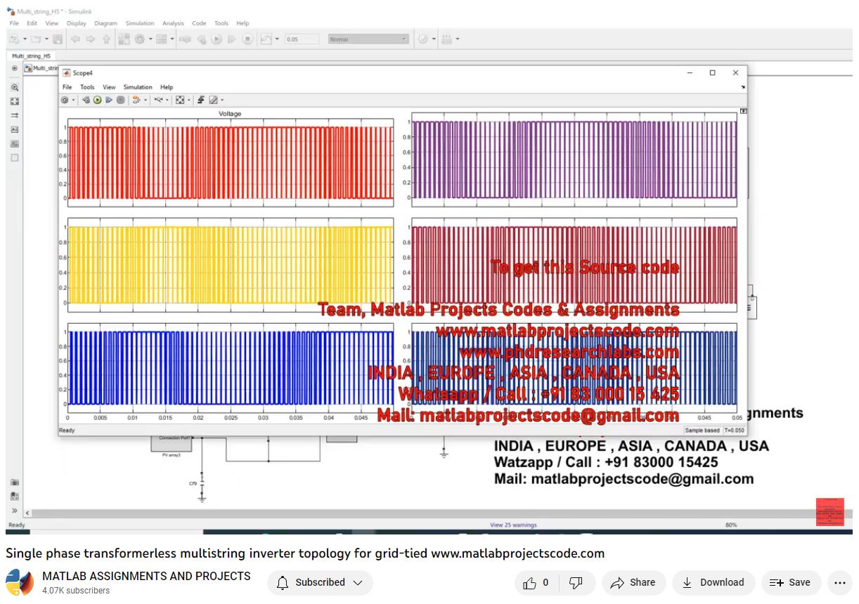 Single Phase Transformerless Multistring Inverter Topology For Grid-Tied-Matlab Simulink-Electrical Assignments-Projects-Phd Research project thumbnail image