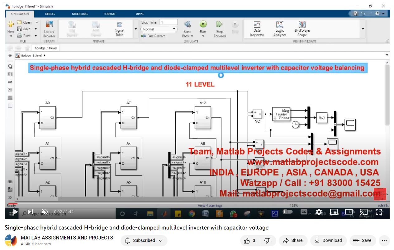 Single-Phase Hybrid Cascaded H-Bridge And Diode-Clamped Multilevel Inverter With Capacitor Voltage project thumbnail image