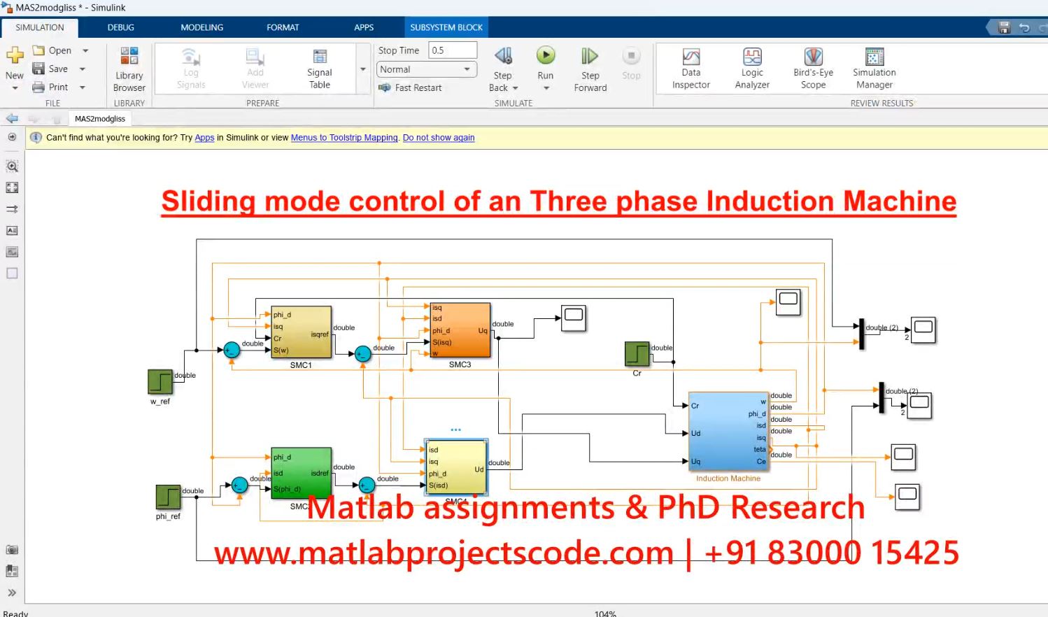 Sliding Mode Control Of An Three Phase Induction Machine Matlab Simulink-Electrical project thumbnail image