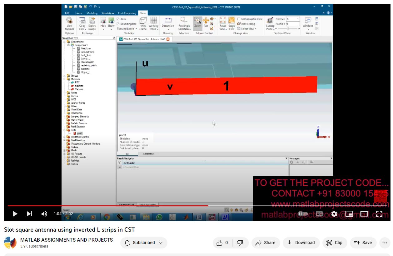 Slot Square Antenna Using Inverted L Strips In Cst project thumbnail image