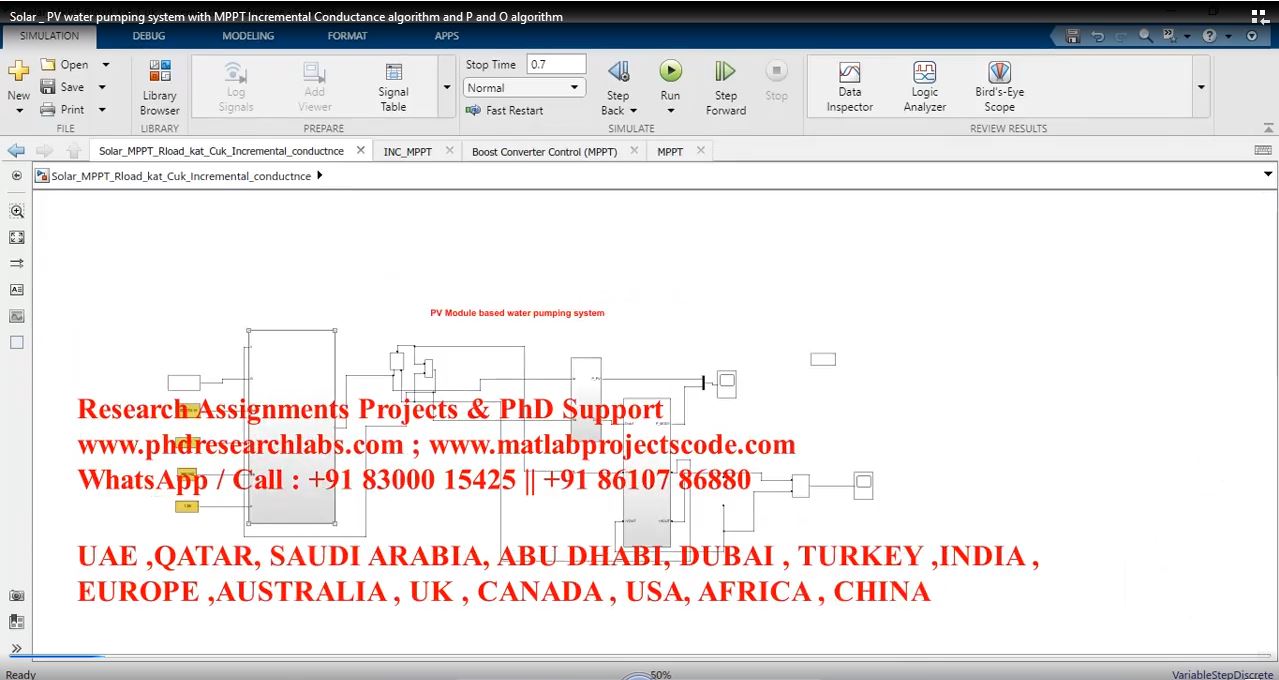 Solar _ Pv Water Pumping System With Mppt Incremental Conductance Algorithm And P And O Algorithm project thumbnail image