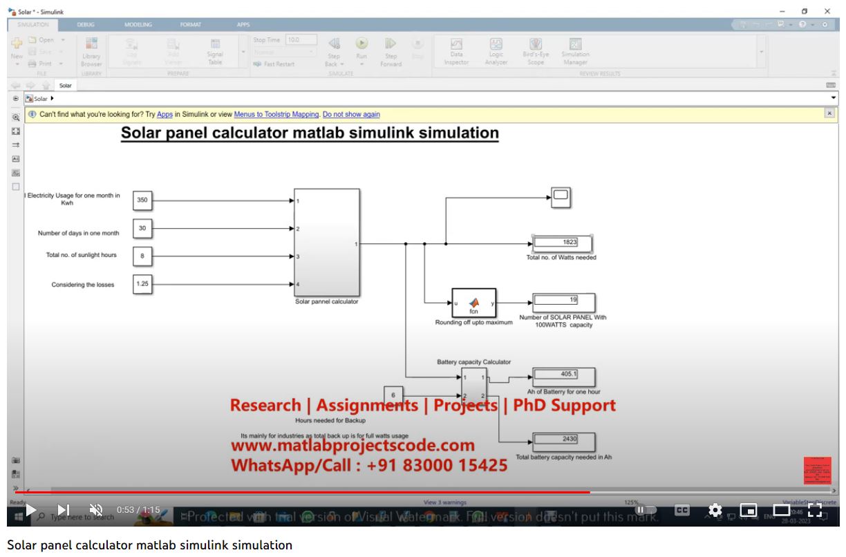 Solar Panel Calculator Matlab Simulink Simulation project thumbnail image