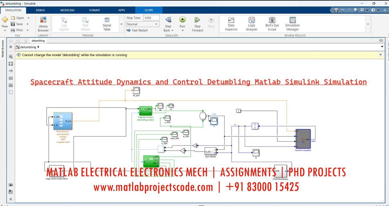 Spacecraft Attitude Dynamics And Control Detumbling Matlab Simulink Simulation project thumbnail image