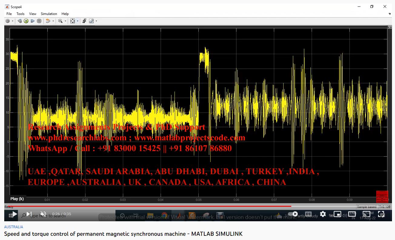 Speed and Torque Control of Permanent Magnetic Synchronous Machine-MATLAB SIMULINK PHD RESEARCH project thumbnail image