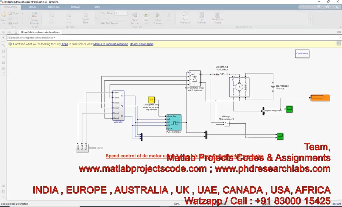 Speed Control Of Dc Motor Using 3-Phase Fully Controlled Bridge Converter __ Matlab Simulink project thumbnail image