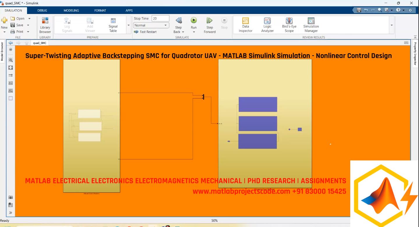 Super-Twisting Adaptive Backstepping Smc For Quadrotor Uav - Matlab Simulink Simulation - Nonlinear Control Design project thumbnail image