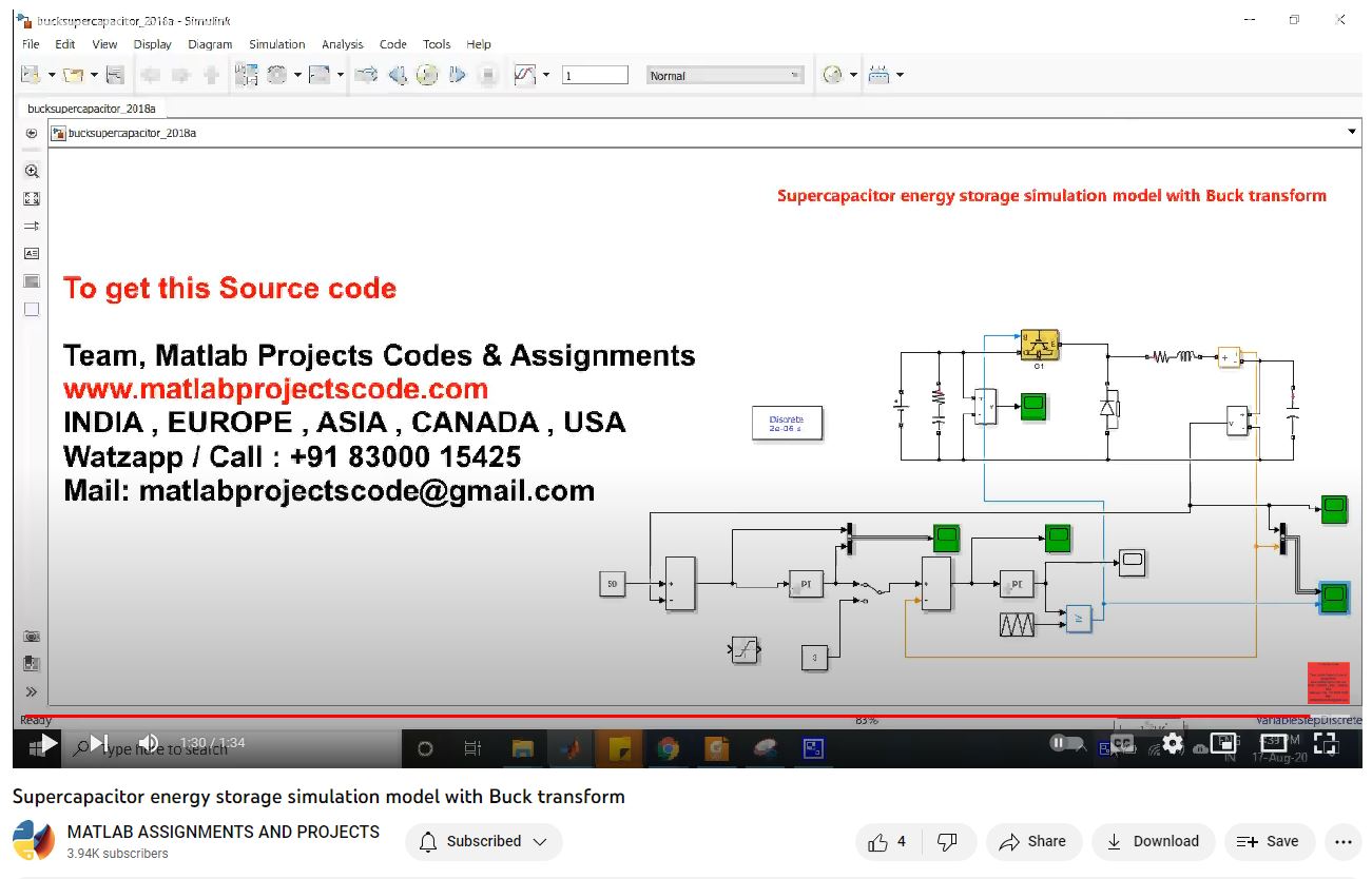 Supercapacitor Energy Storage Simulation Model With Buck Transform project simulation thumbnail for Renewable Energy Engineering