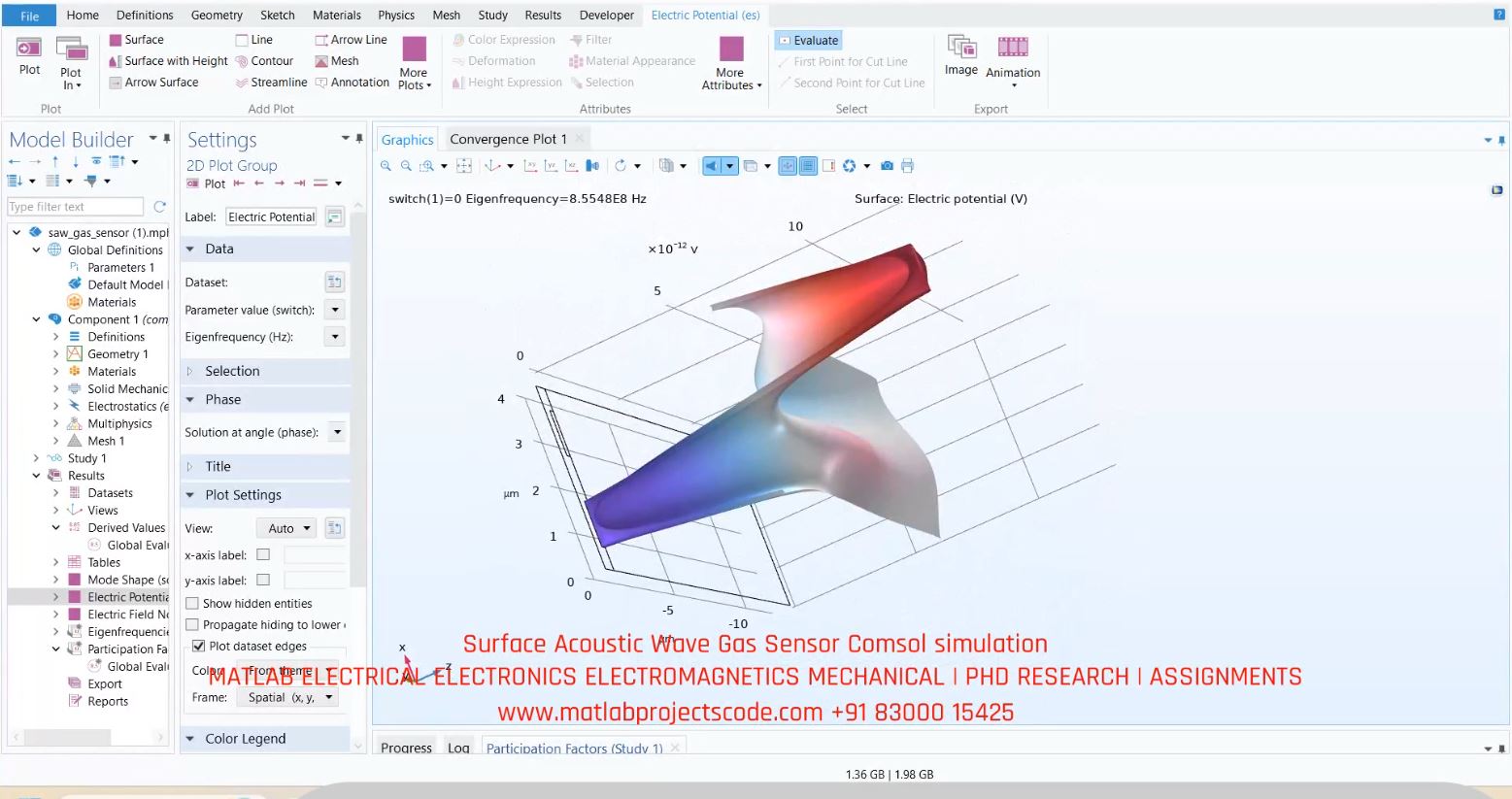 Surface Acoustic Wave Gas Sensor Comsol simulation project thumbnail image