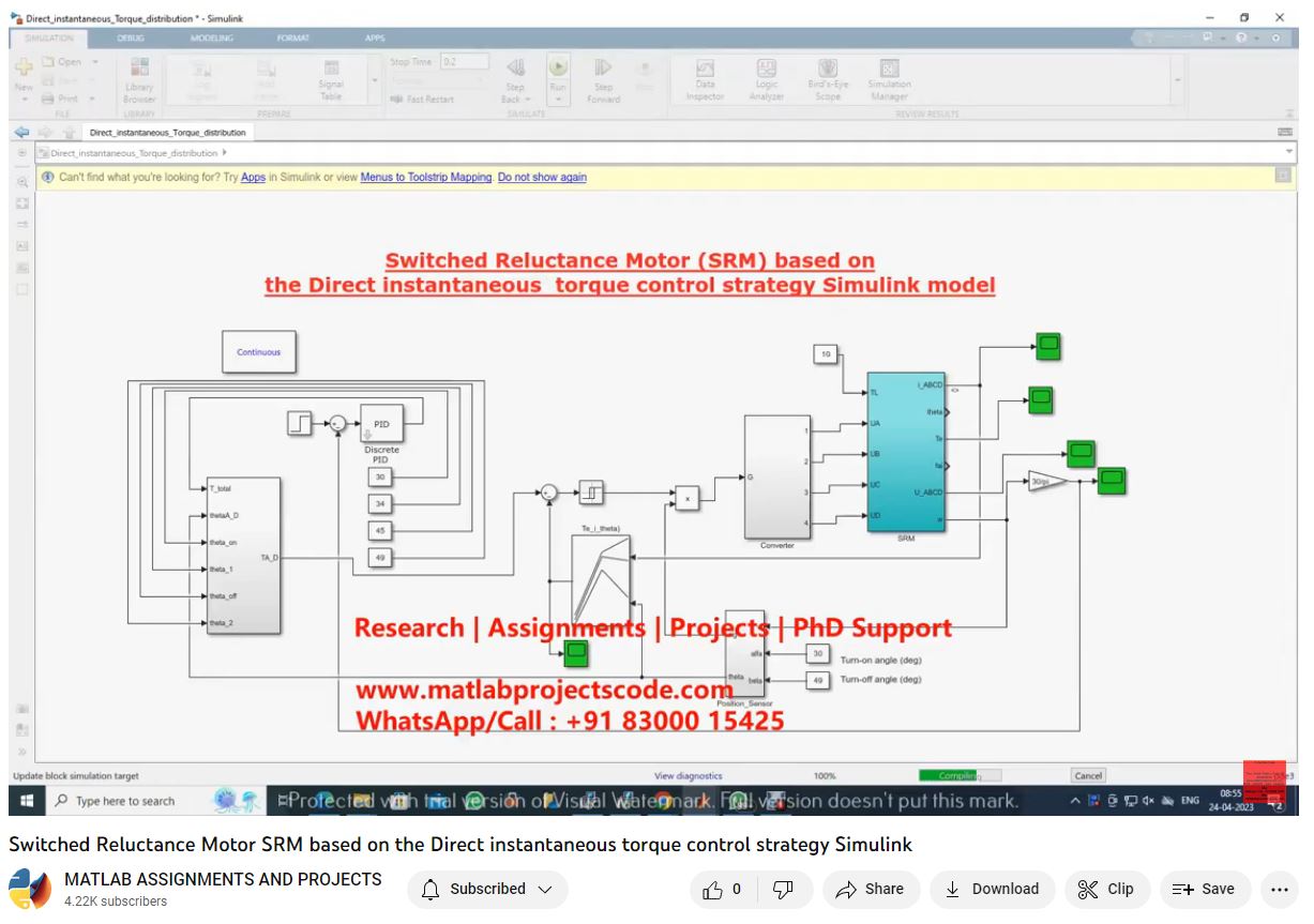 Switched Reluctance Motor Srm Based On The Direct Instantaneous Torque Control Strategy Simulink Model project simulation thumbnail for Mechanical, EV and Mechatronics Engineering