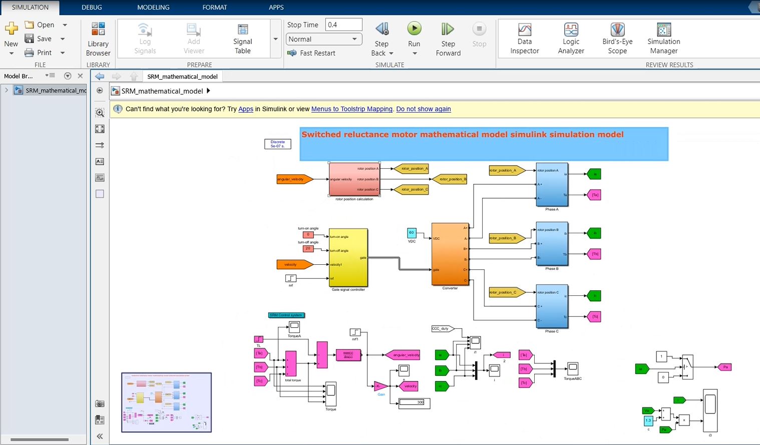 Switched Reluctance Motor Mathematical Model Simulink Simulation - Electrical Phd Research project thumbnail image