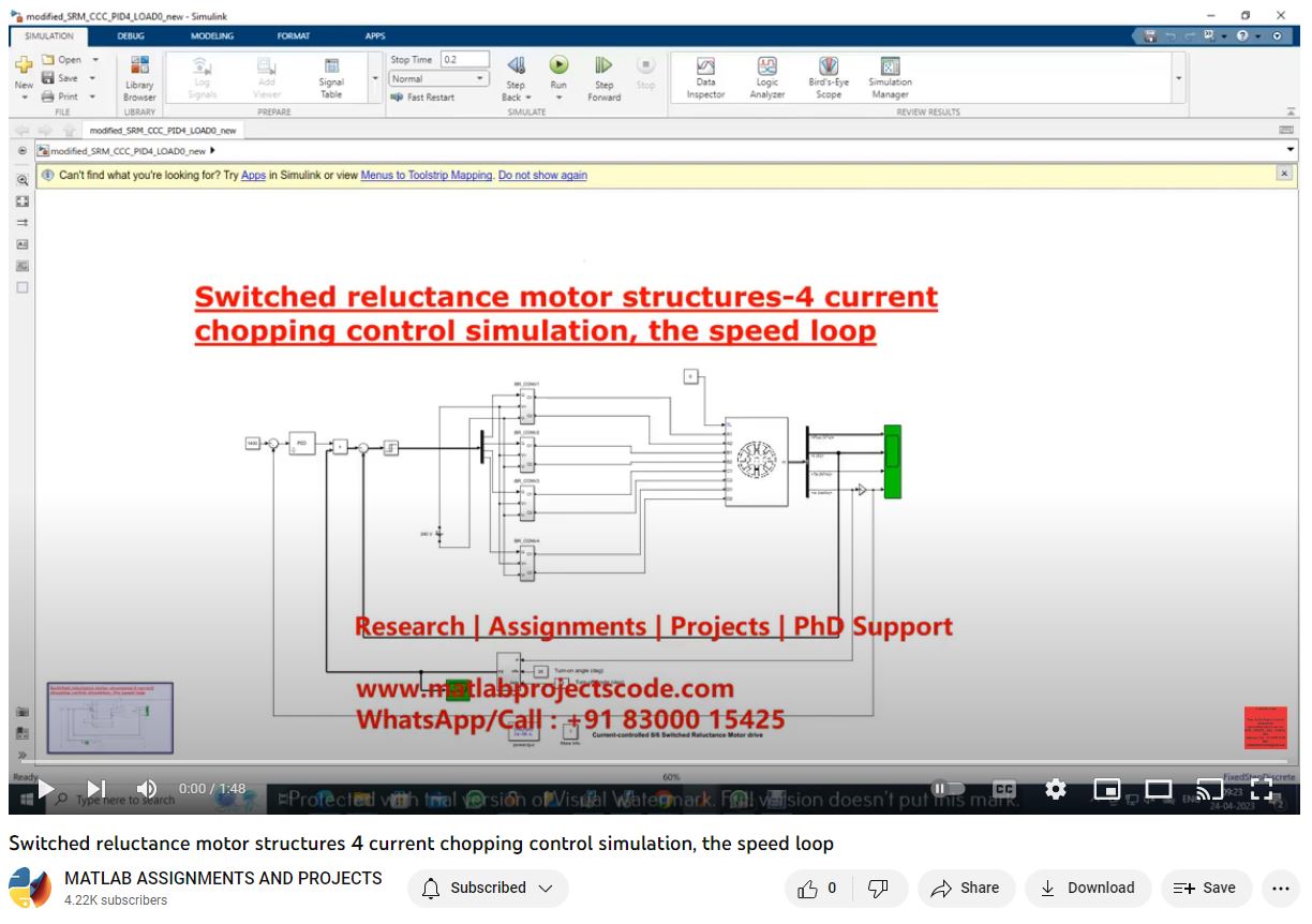 Switched Reluctance Motor Structures-4 Current Chopping Control Simulation The Speed Loop project simulation thumbnail for Mechanical, EV and Mechatronics Engineering