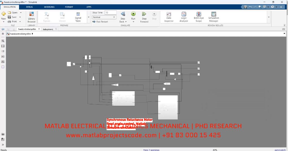 Synchronous Reluctance Motor Fixed Angle Control Matlab Simulink Simulation project thumbnail image