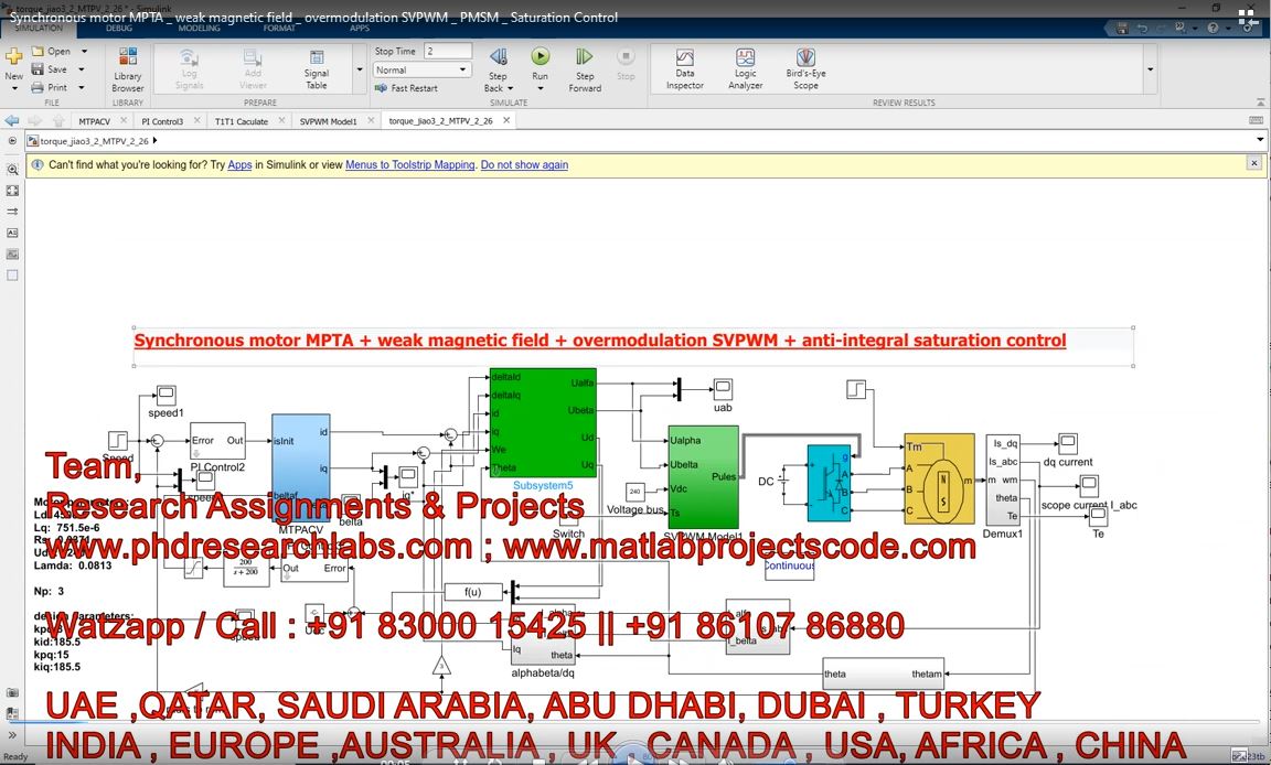 Synchronous Motor Mpta _ Weak Magnetic Field _ Overmodulation Svpwm _ Pmsm _ Saturation Control project thumbnail image