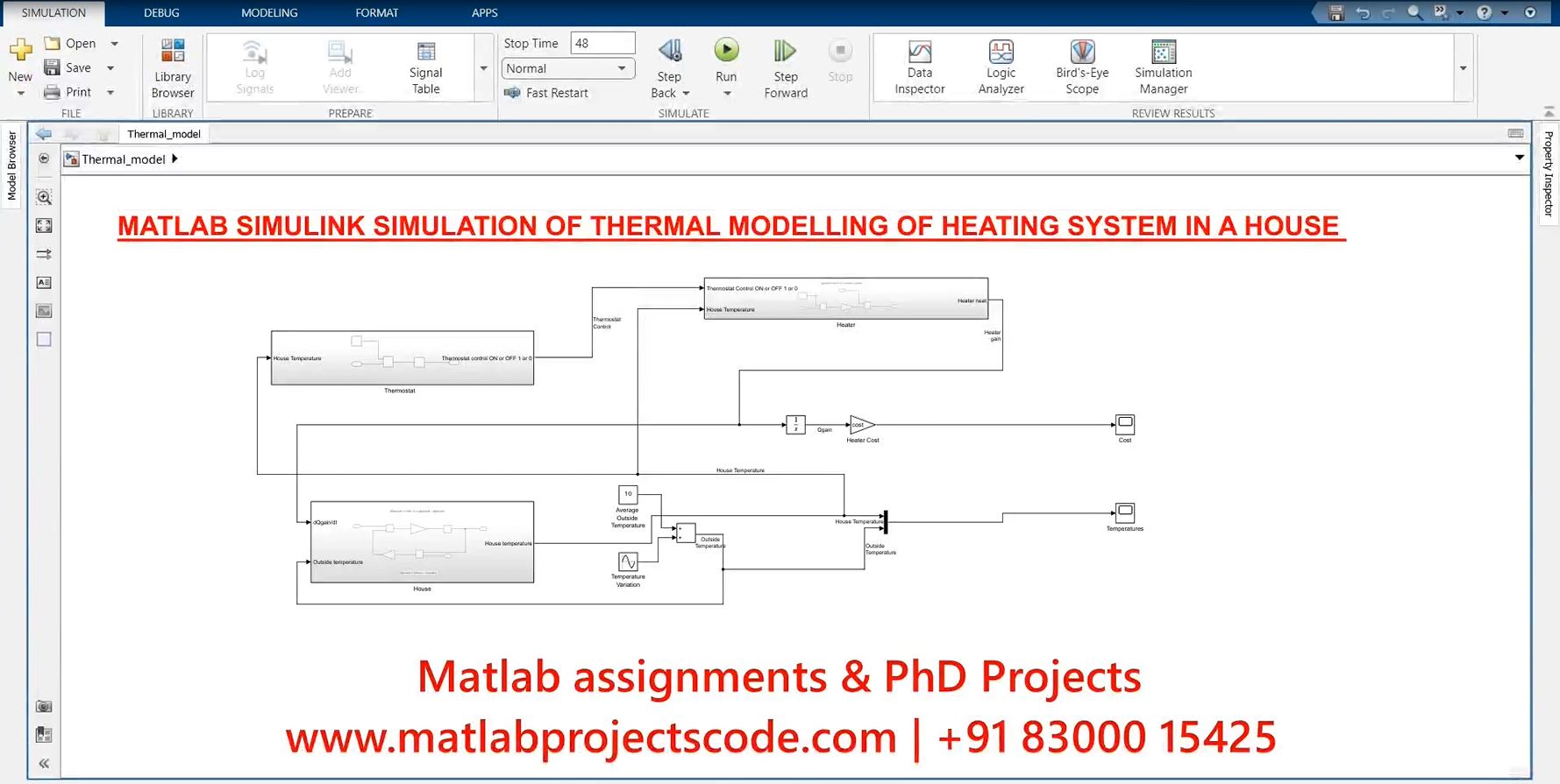 Thermal Modelling Of Heating System In A House - Matlab Simulink Simulation Project project thumbnail image