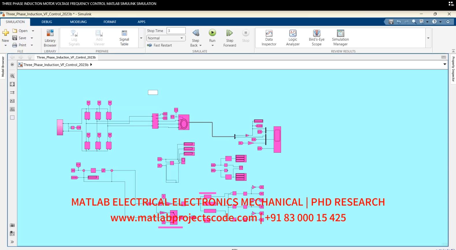 Three Phase Induction Motor Voltage Frequency Control Matlab Simulink Simulation project thumbnail image