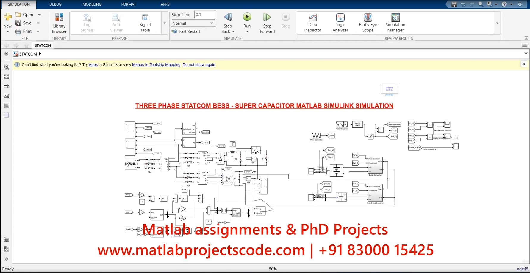 Three Phase Statcom Bess - Super Capacitor - Electrical Simulation project thumbnail image