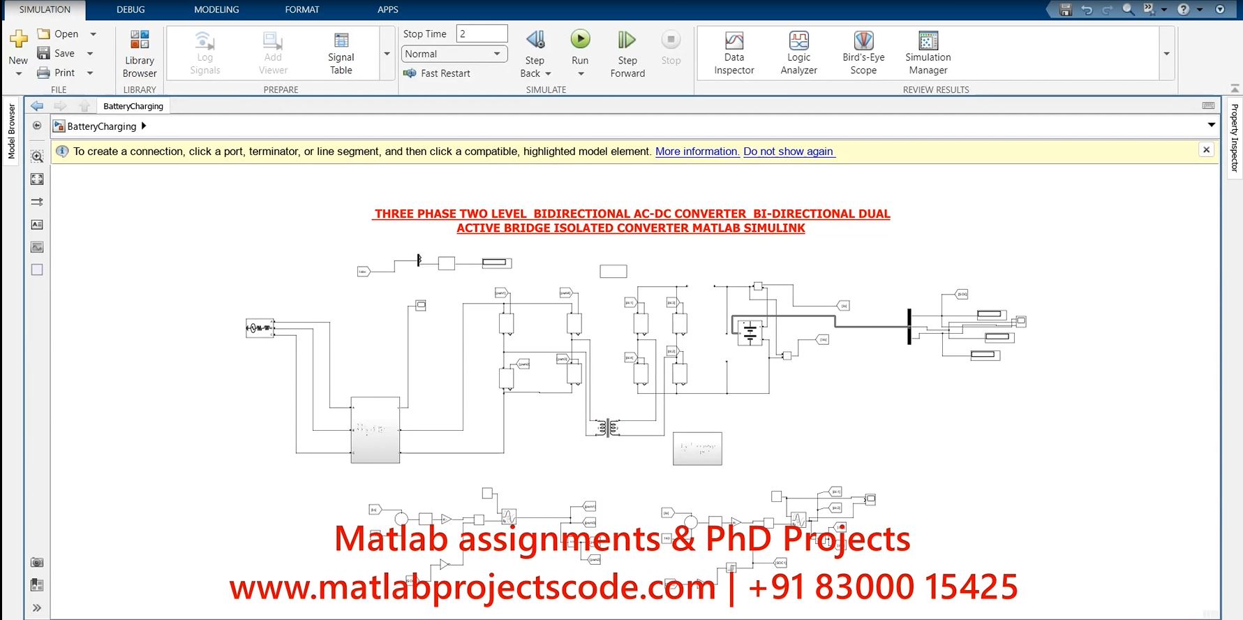 Three Phase Two Level Bidirectional Ac-Dc Converter Bi-Directional Dual Active Bridge Isolated Converter Electrical Simulation project thumbnail image