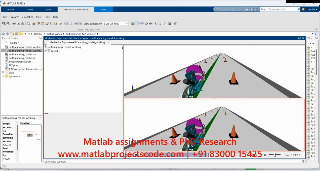 Two Wheel Electric Bicycle - Self Balancing Model - Matlab Simulink Electrical Simulation project thumbnail image