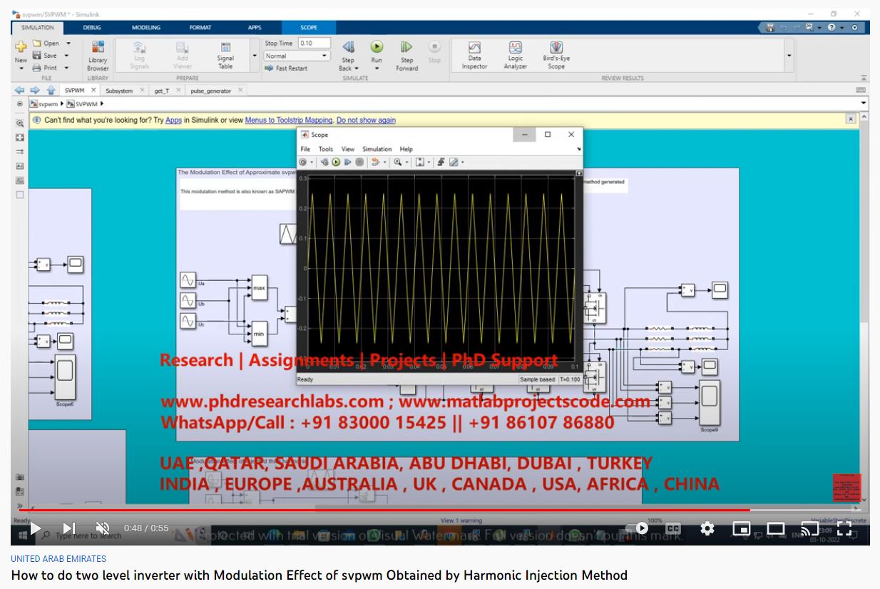 The Modulation Effect of Approximate SVPWM Obtained by Harmonic Injection Method SAPWM MATLAB SIMULINK project thumbnail image