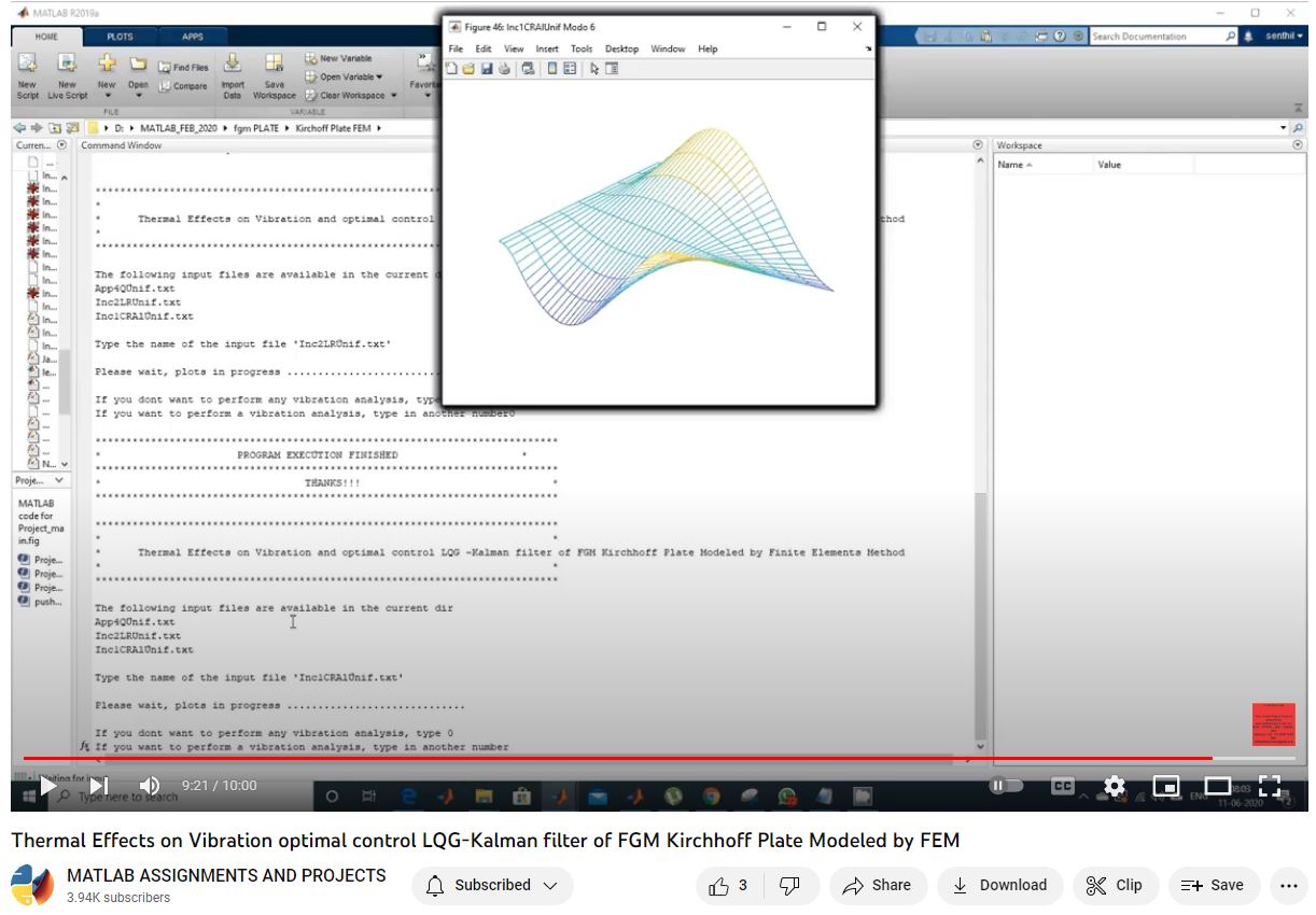 Thermal Effects On Vibration Optimal Control Lqg-Kalman Filter Of Fgm Kirchhoff Plate Modeled By Fem project thumbnail image