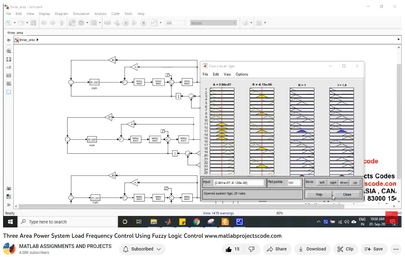 Three Area Power System Load Frequency Control Using Fuzzy Logic Control-Matlab Simulink-Electrical Assignments-Projects-Phd Research project thumbnail image