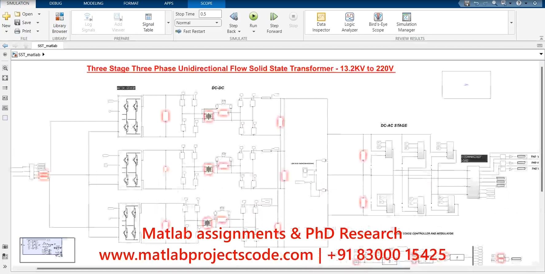 Three Stage Three Phase Unidirectional Flow Solid State Transformer - 13 2Kv To 220V project thumbnail image
