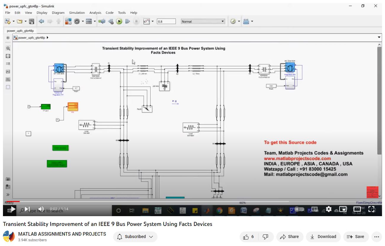 Transient Stability Improvement Of An Ieee 9 Bus Power System Using Facts Devices project simulation thumbnail for Renewable Energy Engineering