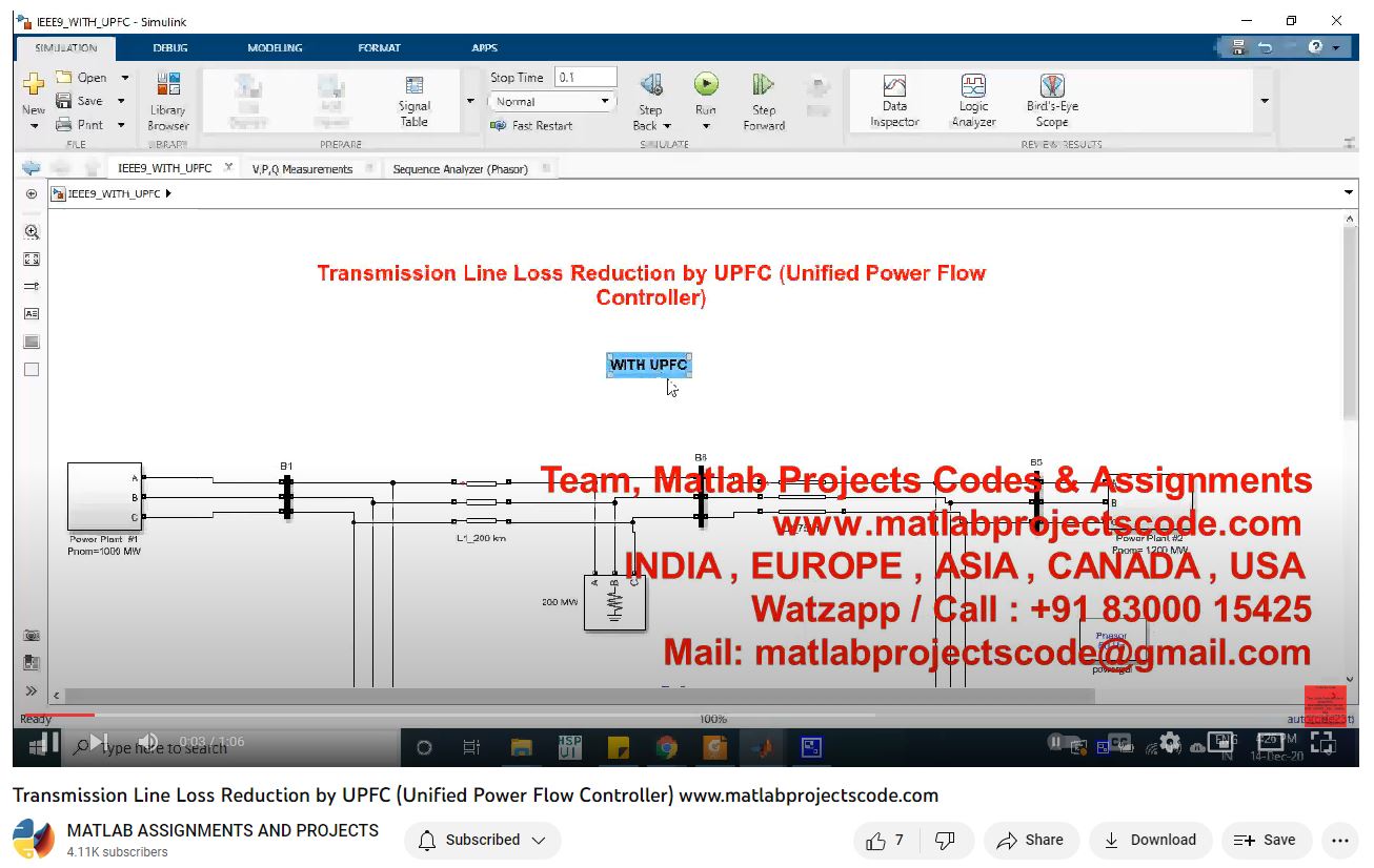 Transmission Line Loss Reduction By Upfc Unified Power Flow Controller -Matlab Simulink-Electrical Assignments-Projects-Phd Research project simulation thumbnail for Renewable Energy Engineering