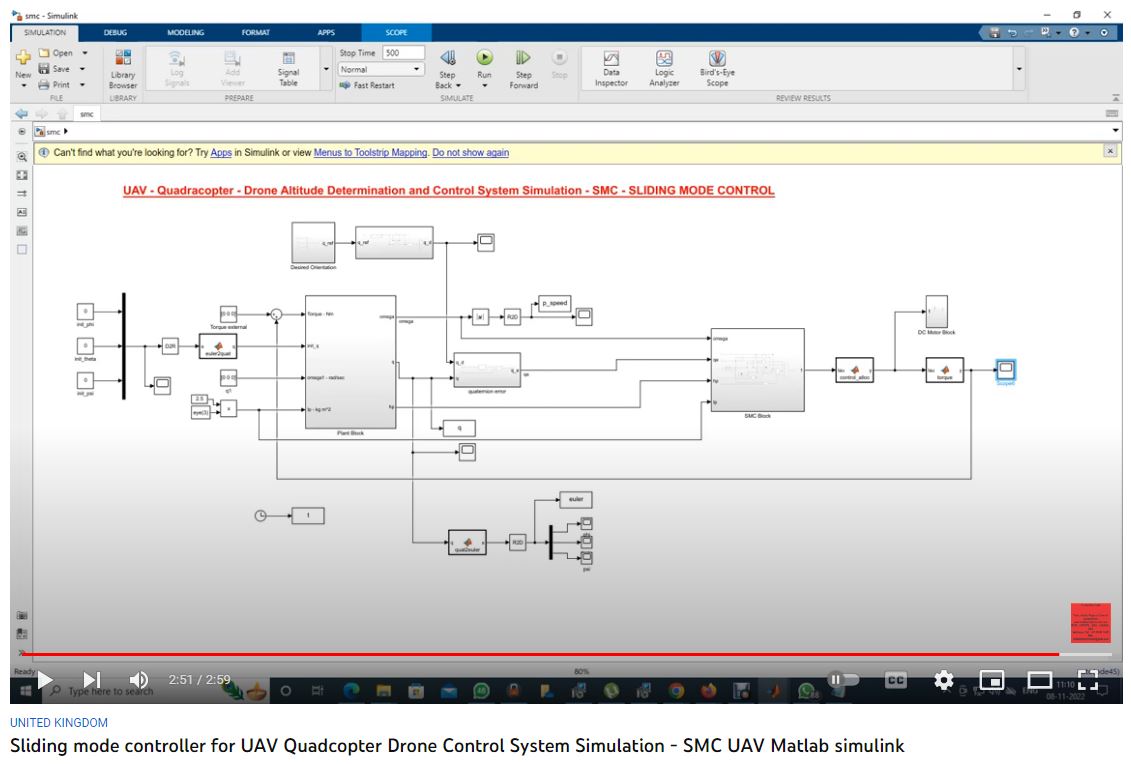 UAV - Quadcopter - Drone Altitude Determination and Control System Simulation - SMC - SLIDING MODE CONTROL project thumbnail image