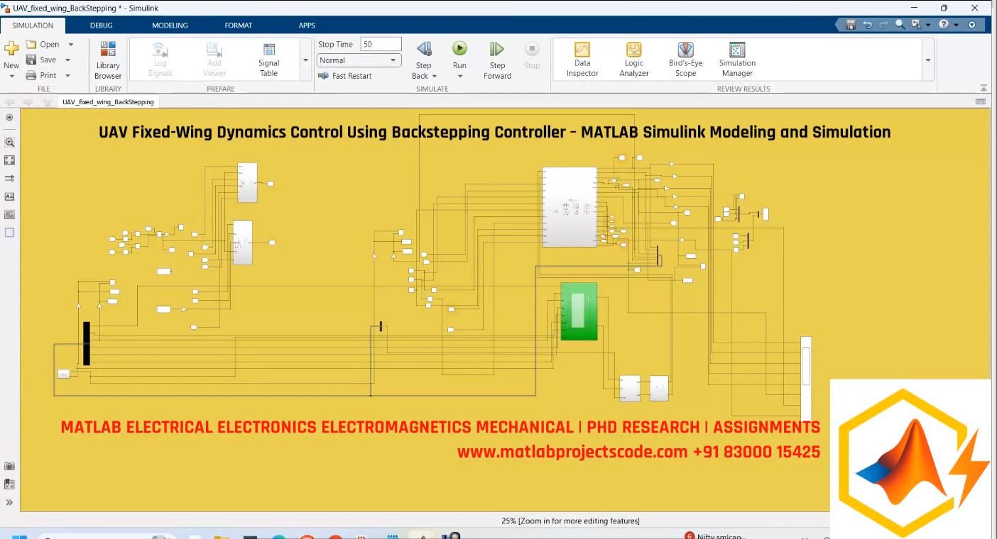 Uav Fixed-Wing Dynamics Control Using Backstepping Controller Matlab Simulink Modeling And Simulation project thumbnail image