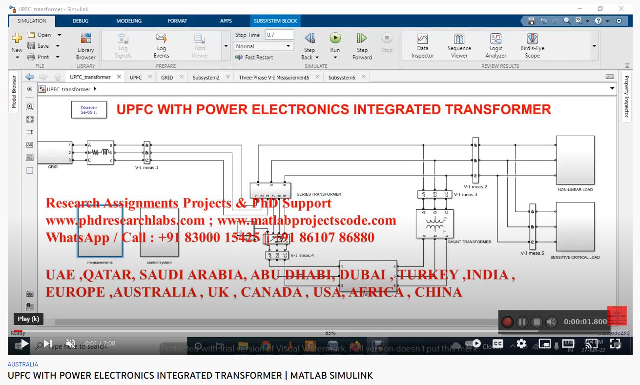 UPFC WITH POWER ELECTRONICS INTEGRATED TRANSFORMER -SIMULINK project thumbnail image