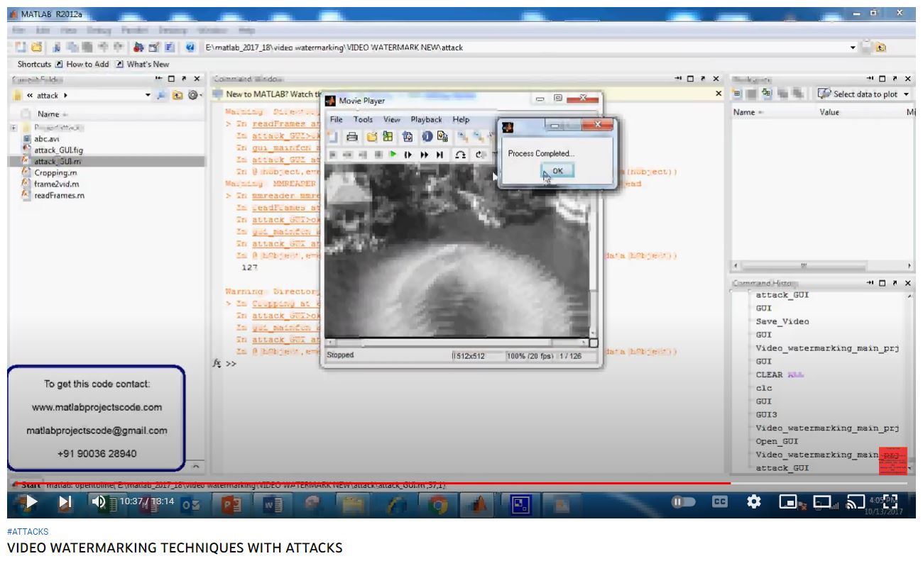 VIDEO WATERMARKING TECHNIQUES WITH ATTACKS project thumbnail image