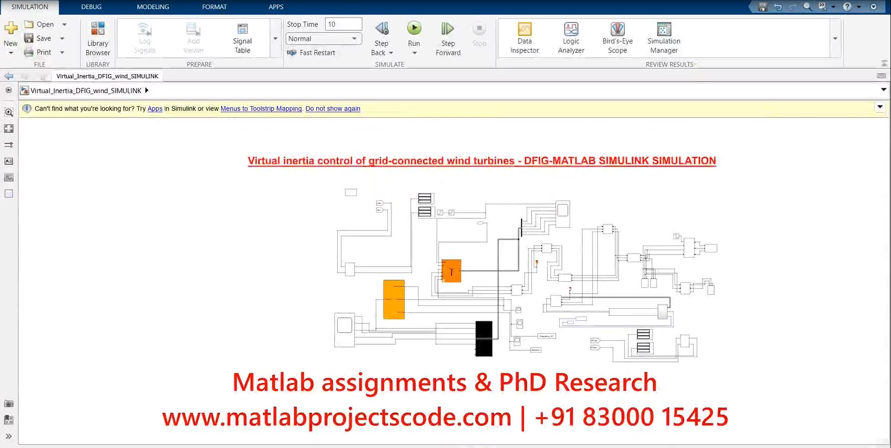 Virtual Inertia Control Of Grid-Connected Wind Turbines - Dfig-Matlab Simulink Simulation project thumbnail image