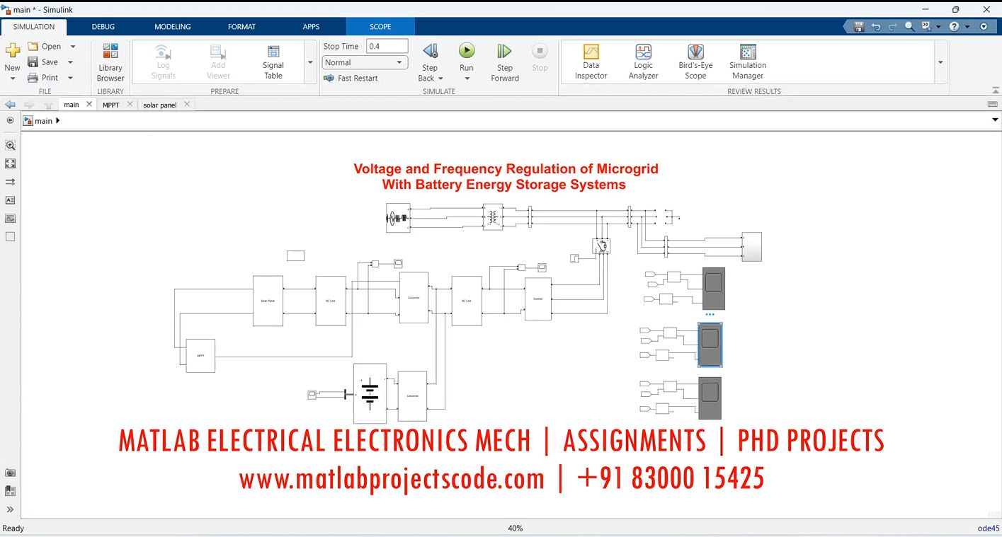 Voltage And Frequency Regulation Of Microgrid With Battery Energy Storage Systems Matlab Simulink project thumbnail image