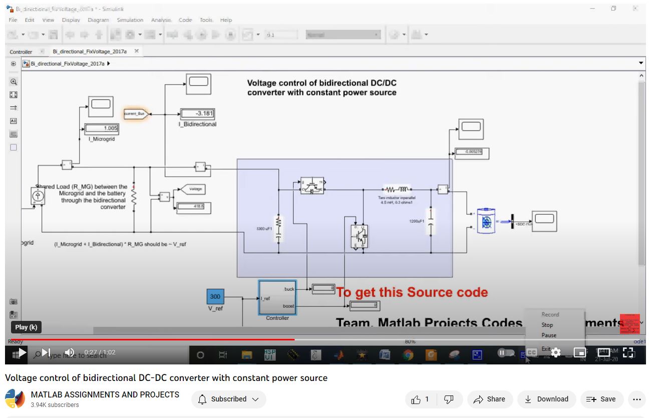 Voltage Control Of Bidirectional Dc-Dc Converter With Constant Power Source project thumbnail image