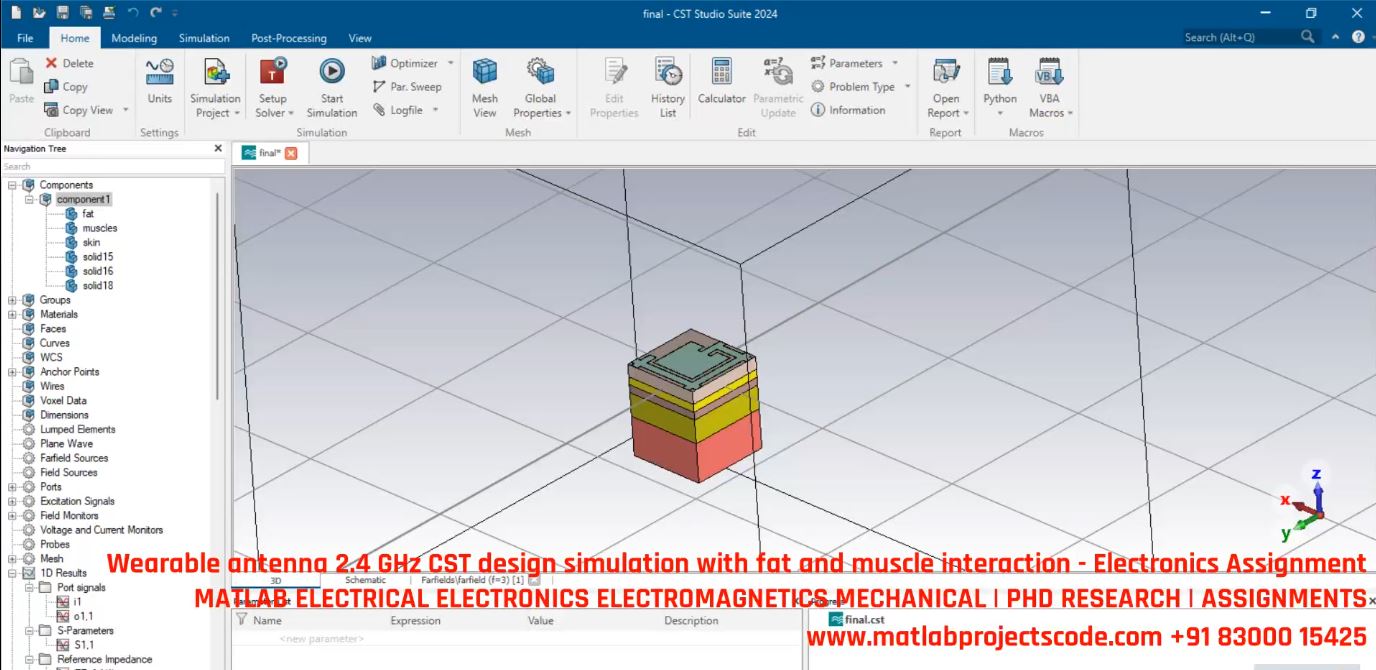 Wearable Antenna 2 4 Ghz Cst Simulation - Fat Muscle Interaction Analysis For Biomedical Applications project simulation thumbnail for Electromagnetics and RF Engineering