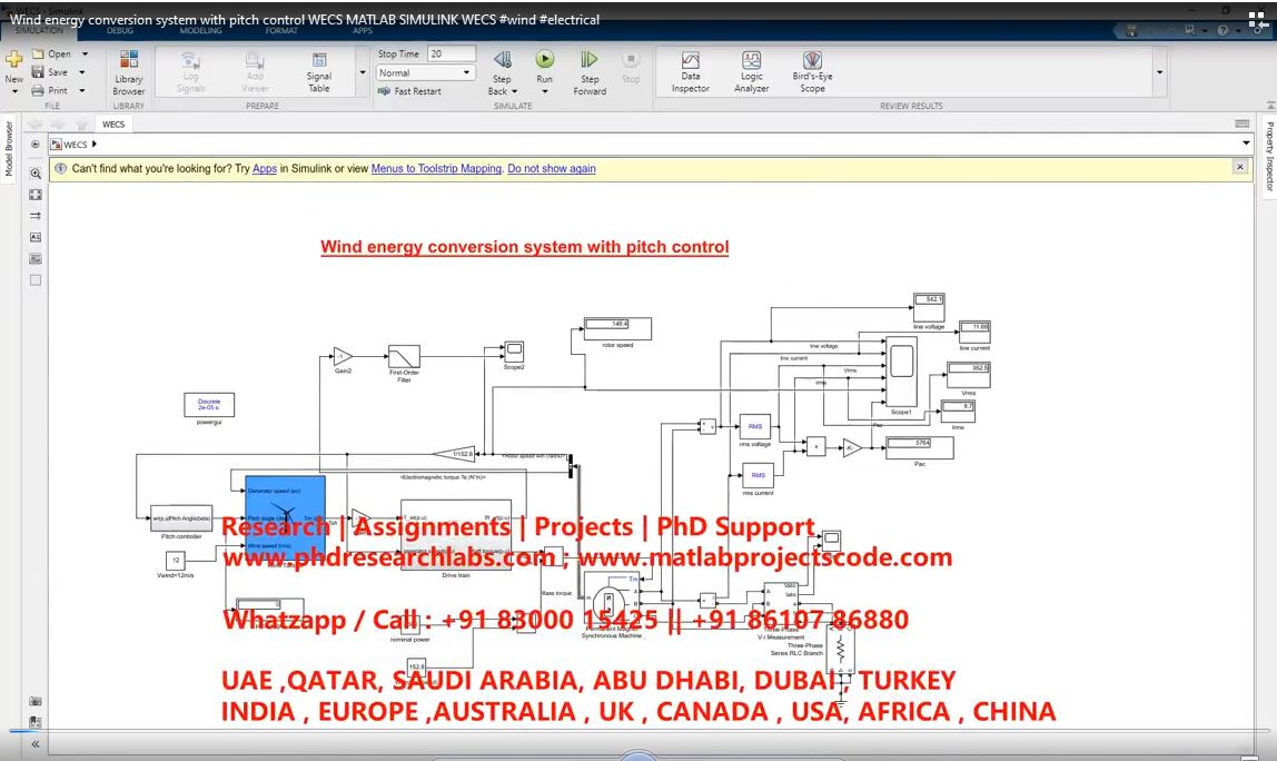 Wind Energy Conversion System With Pitch Control Wecs Matlab Simulink Wecs project thumbnail image
