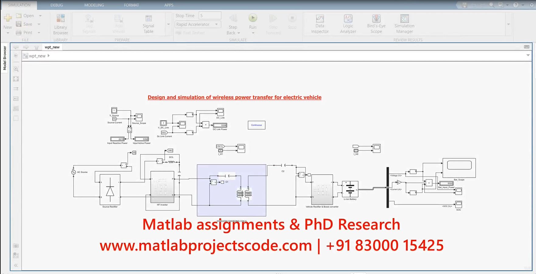 Wireless Power Transfer For Electric Vehicle - Matlab Simulink Simulation project thumbnail image