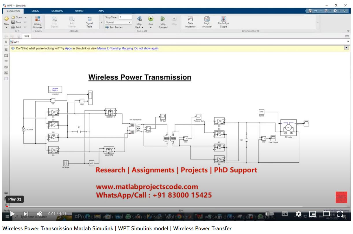 Wireless Power Transmission Matlab Simulink -Wpt Simulink Model -Wireless Power Transfer project thumbnail image