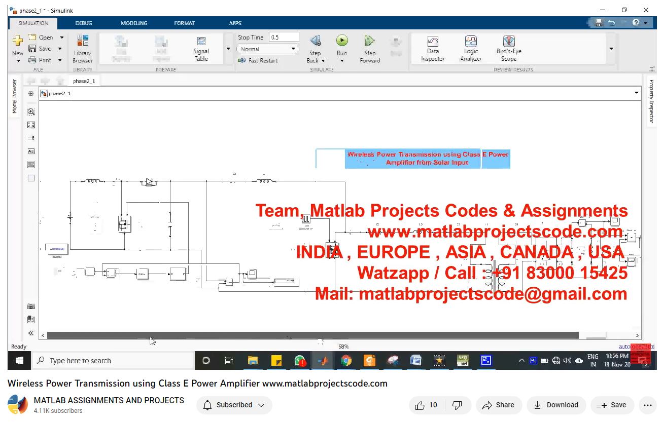 Wireless Power Transmission Using Class E Power Amplifier-Matlab Simulink-Electrical Assignments-Projects-Phd Research project thumbnail image
